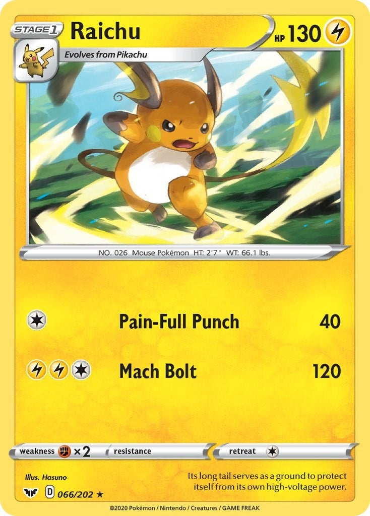 Image for Raichu (066/202) (SWSH01) - Pokemon