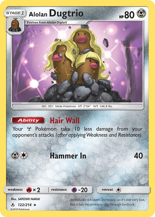 Image for Alolan Dugtrio (122/214) (SM10) - Pokemon