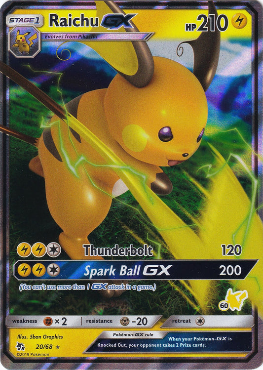 Image for Raichu GX - 20/68 (#60 Pikachu Stamped) (020/068) (BTA) - Pokemon