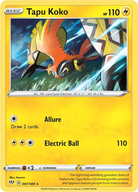 Image for Tapu Koko (061/189) (SWSH03) - Pokemon