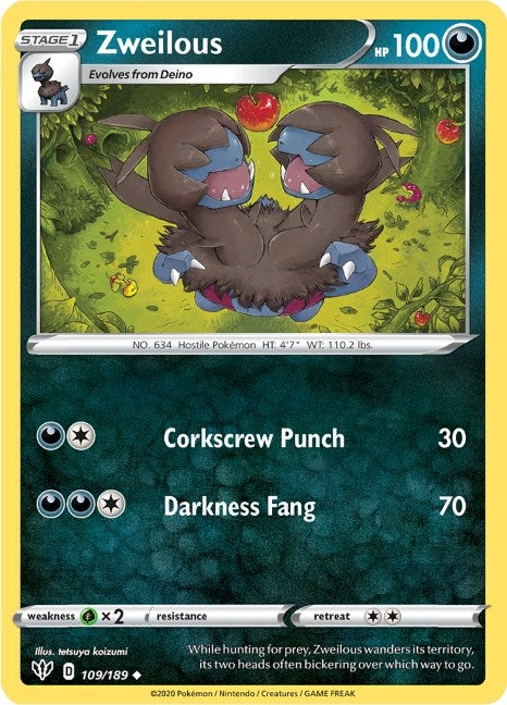 Image for Zweilous (109/189) (SWSH03) - Pokemon