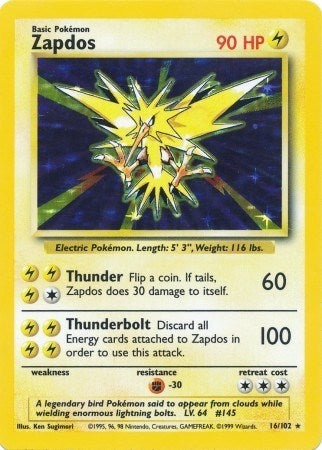 Image for Zapdos (016/102) (BS) - Pokemon