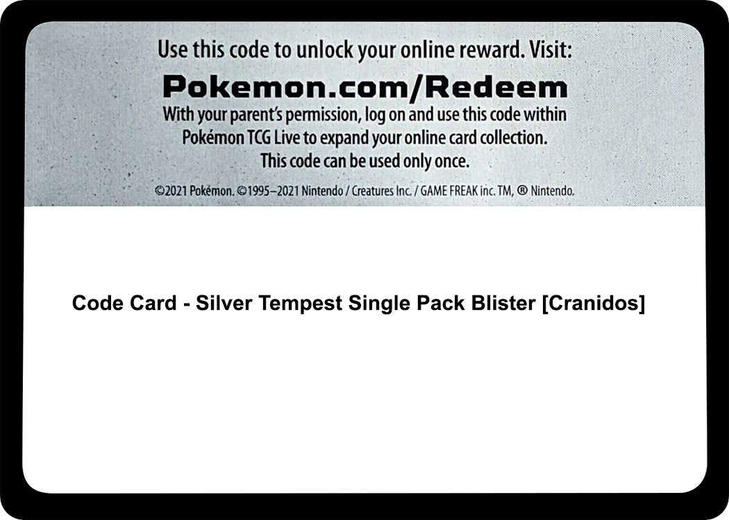 Image for Code Card - Silver Tempest Single Pack Blister [Cranidos] (SWSH12) - Pokemon