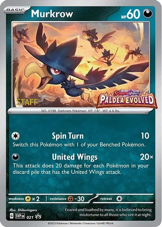 Image for Murkrow - 021 (Prerelease) [Staff] (021) (SVP) - Pokemon