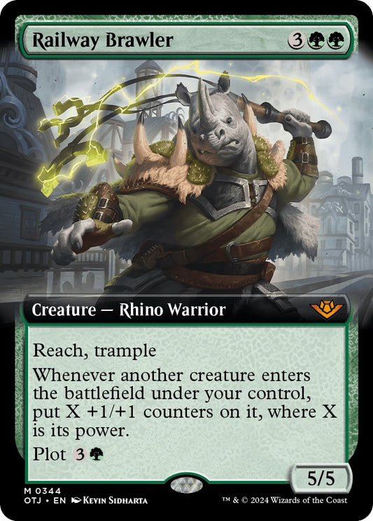 Image for Railway Brawler (Extended Art) (344) (OTJ) - Magic: The Gathering
