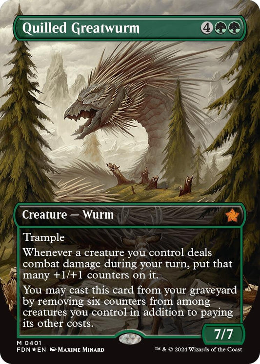Image for Quilled Greatwurm (Borderless) (Mana Foil) (401) (FDN) - Magic: The Gathering