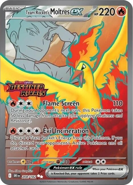 Image for Team Rocket's Moltres ex - 208/182 (Destined Rivals Stamp) (208/182) (MCAP) - Pokemon
