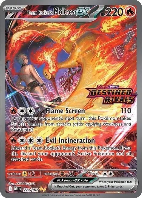 Image for Team Rocket's Moltres ex - 229/182 (Destined Rivals Stamp) (229/182) (MCAP) - Pokemon