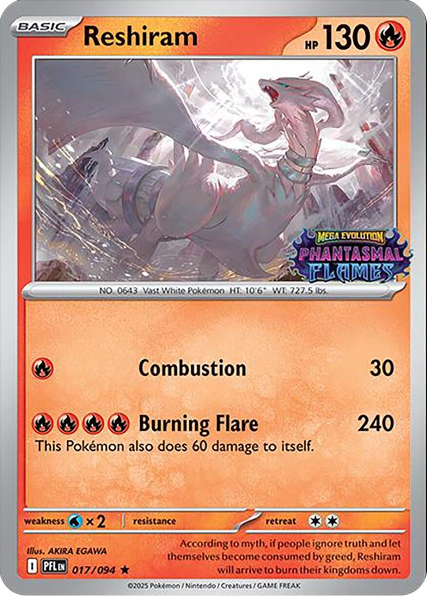 Image for Reshiram (Phantasmal Flames Stamped) (017/094) (MCAP) - Pokemon